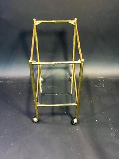 Maison Bagu s Exceptional Pair of Bagues Brass Bamboo Nexting Tables on Wheels