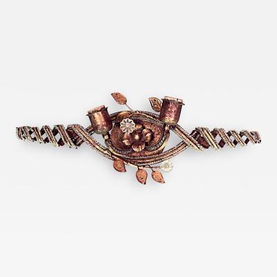 Maison Bagu s French 1940s Gilt and Beaded Glass Open Swirl Design 2 Arm Wall Sconce