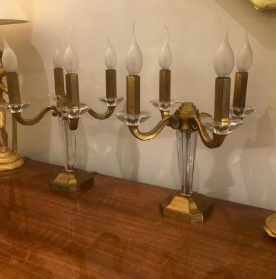 Maison Bagu s Maison Bagues Refined 4 Light Pair of Gold Bronze Candlestick