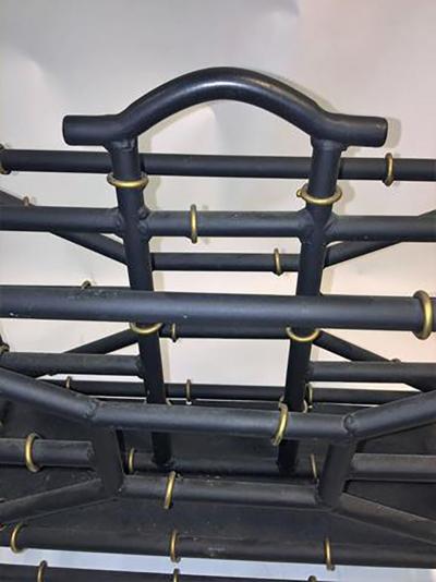 Maison Bagu s Maison Bagues Style Matte Black and Gold Bamboo Form Magazine Rack