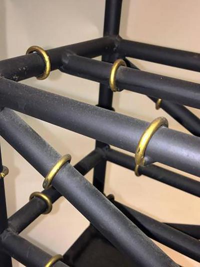 Maison Bagu s Maison Bagues Style Matte Black and Gold Bamboo Form Magazine Rack