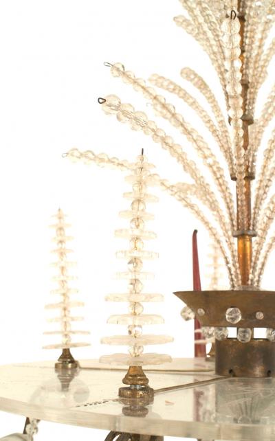 Maison Bagues French Mid Century Bronze and Glass Chandelier
