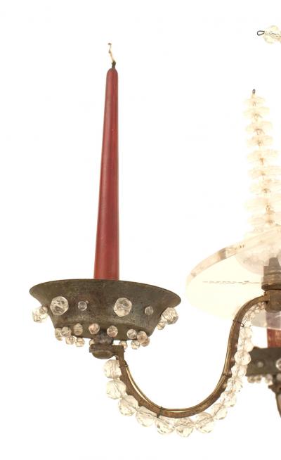 Maison Bagues French Mid Century Bronze and Glass Chandelier