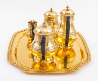 Maison Boin Taburet Silver Vermeil Tea Coffee Regency Style by Boin Taburet Paris
