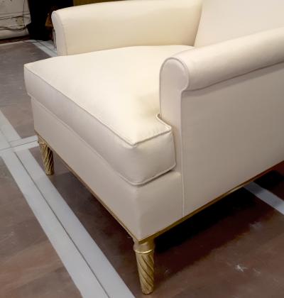 Maison Carlhian Maison Carlhian Pair of Chairs with Gold Leaf Twisted Legs Newly Covered in Silk