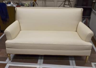 Maison Carlhian Maison Carlhian very refined gold leaf leg couch newly covered