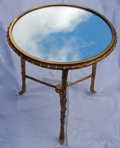 Maison Charles 1950 1970 Round Pedestal Style of Maison Charles Top in Glass