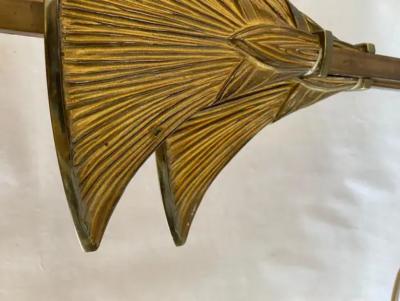 Maison Charles 1965 Maison Charles Byblos Bronze Decor Papyrus Sculpture Lamp Signed