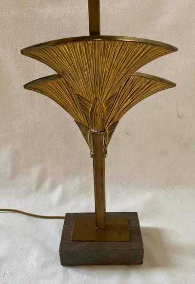 Maison Charles 1965 Maison Charles Byblos Bronze Decor Papyrus Sculpture Lamp Signed