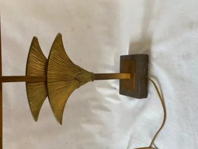 Maison Charles 1965 Maison Charles Byblos Bronze Decor Papyrus Sculpture Lamp Signed