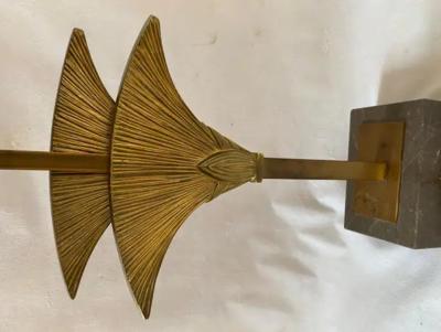 Maison Charles 1965 Maison Charles Byblos Bronze Decor Papyrus Sculpture Lamp Signed