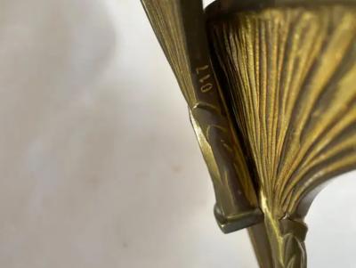 Maison Charles 1965 Maison Charles Byblos Bronze Decor Papyrus Sculpture Lamp Signed