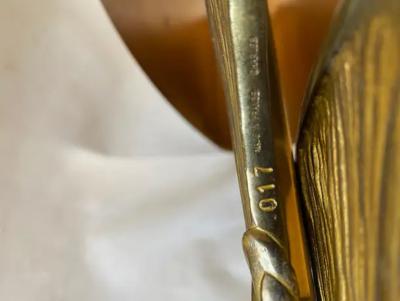 Maison Charles 1965 Maison Charles Byblos Bronze Decor Papyrus Sculpture Lamp Signed