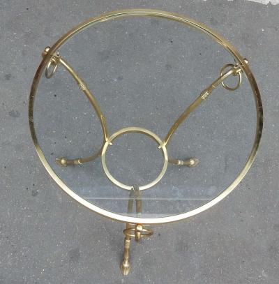 Maison Charles 1970 1980 Pedestal Table in Gilt Bronze with Top in Glass Style Maison Charles