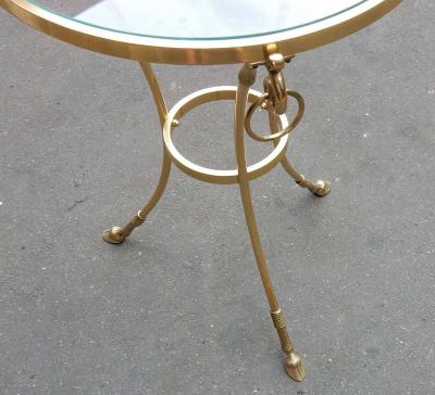 Maison Charles 1970 1980 Pedestal Table in Gilt Bronze with Top in Glass Style Maison Charles