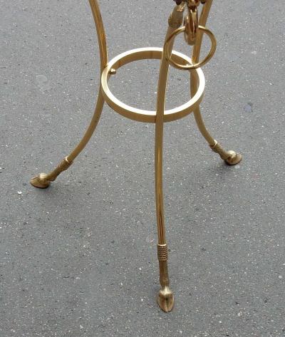 Maison Charles 1970 1980 Pedestal Table in Gilt Bronze with Top in Glass Style Maison Charles