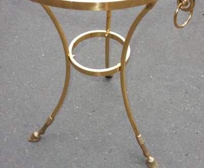 Maison Charles 1970 1980 Pedestal Table in Gilt Bronze with Top in Glass Style Maison Charles