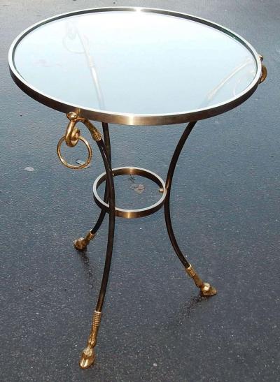 Maison Charles 1970 80 Pedestal in Gilt and Silvered Bronze with Top in Glass Maison Charles