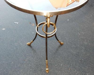 Maison Charles 1970 80 Pedestal in Gilt and Silvered Bronze with Top in Glass Maison Charles