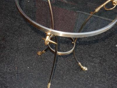 Maison Charles 1970 80 Pedestal in Gilt and Silvered Bronze with Top in Glass Maison Charles
