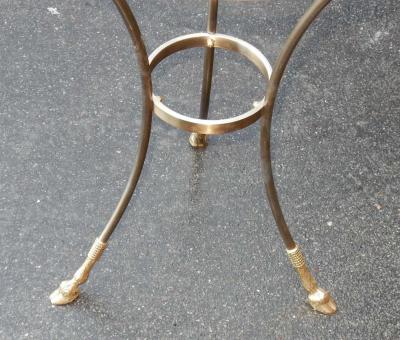 Maison Charles 1970 80 Pedestal in Gilt and Silvered Bronze with Top in Glass Maison Charles
