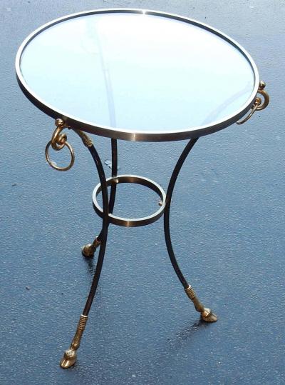 Maison Charles 1970 80 Pedestal in Gilt and Silvered Bronze with Top in Glass Maison Charles