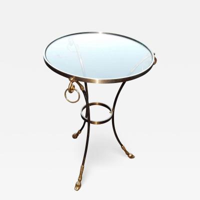Maison Charles 1970 80 Pedestal in Gilt and Silvered Bronze with Top in Glass Maison Charles