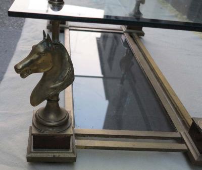 Maison Charles 1970s Coffee Table with Horses Heads in the Style of Maison Charles