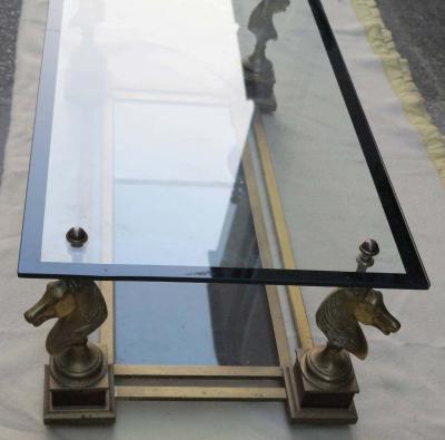 Maison Charles 1970s Coffee Table with Horses Heads in the Style of Maison Charles