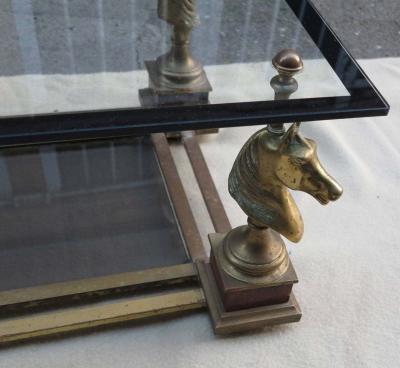Maison Charles 1970s Coffee Table with Horses Heads in the Style of Maison Charles