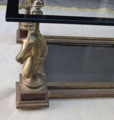 Maison Charles 1970s Coffee Table with Horses Heads in the Style of Maison Charles