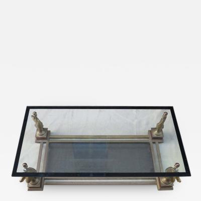 Maison Charles 1970s Coffee Table with Horses Heads in the Style of Maison Charles