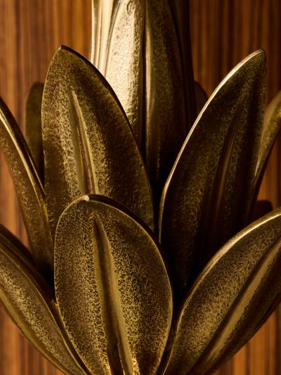 Maison Charles 1970s Lotus Bronze Table Lamp by Maison Charles