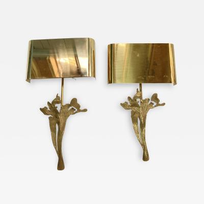 Maison Charles 1970s bronze sconces by Maison Charles