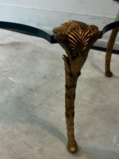 Maison Charles CABRIOLE LEG ACANTHUS LEAF GILT METAL AND CORSET DESIGN GLASS COFFEE TABLE