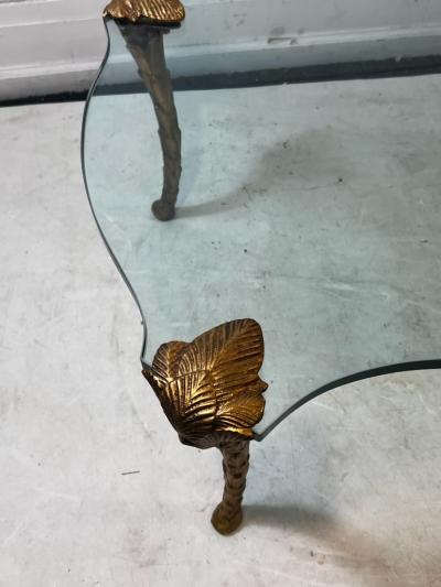 Maison Charles CABRIOLE LEG ACANTHUS LEAF GILT METAL AND CORSET DESIGN GLASS COFFEE TABLE