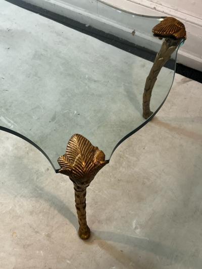 Maison Charles CABRIOLE LEG ACANTHUS LEAF GILT METAL AND CORSET DESIGN GLASS COFFEE TABLE
