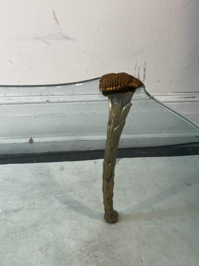 Maison Charles CABRIOLE LEG ACANTHUS LEAF GILT METAL AND CORSET DESIGN GLASS COFFEE TABLE