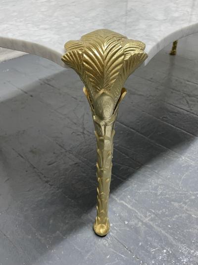 Maison Charles Decorative Carrara Marble Top Coffee Table with Floral Legs