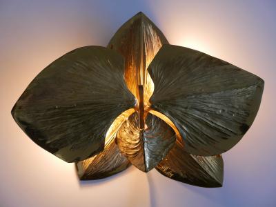 Maison Charles Exceptional Gilt Bronze Sconce Orchid by Chrystiane Charles for Charles Paris