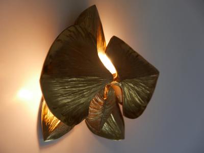 Maison Charles Exceptional Gilt Bronze Sconce Orchid by Chrystiane Charles for Charles Paris
