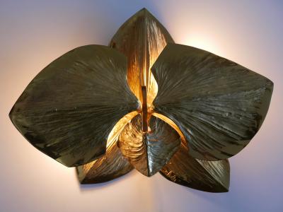 Maison Charles Exceptional Gilt Bronze Sconce Orchid by Chrystiane Charles for Charles Paris