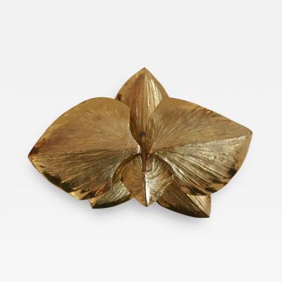 Maison Charles Exceptional Gilt Bronze Sconce Orchid by Chrystiane Charles for Charles Paris