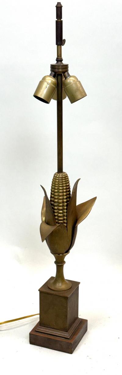 Maison Charles French Corn Table Lamp in Brass Gilt Bronze by Maison Charles Paris 1940