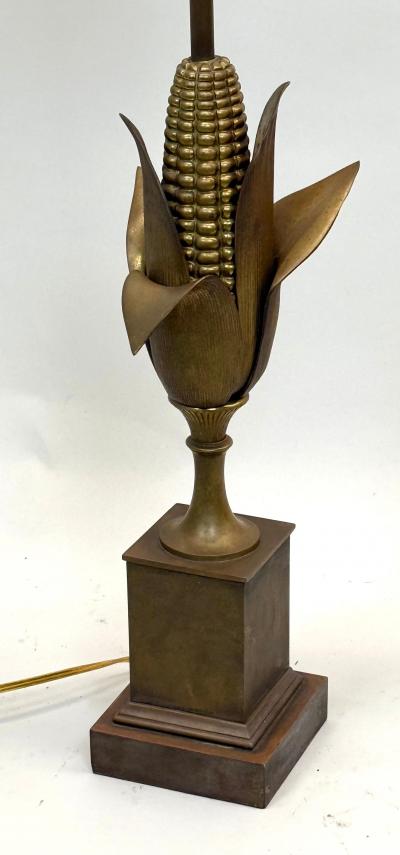 Maison Charles French Corn Table Lamp in Brass Gilt Bronze by Maison Charles Paris 1940