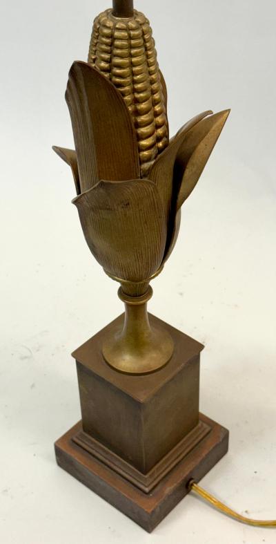 Maison Charles French Corn Table Lamp in Brass Gilt Bronze by Maison Charles Paris 1940