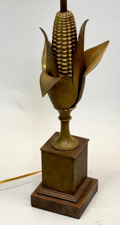 Maison Charles French Corn Table Lamp in Brass Gilt Bronze by Maison Charles Paris 1940
