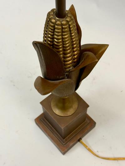 Maison Charles French Corn Table Lamp in Brass Gilt Bronze by Maison Charles Paris 1940