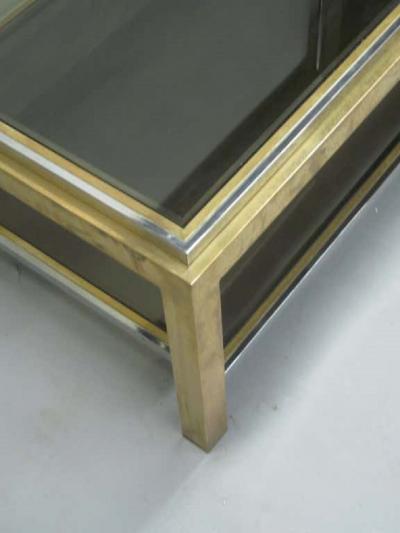 Maison Charles French Double Level Brass Nickel Coffee Table by Willy Rizzo Maison Charles