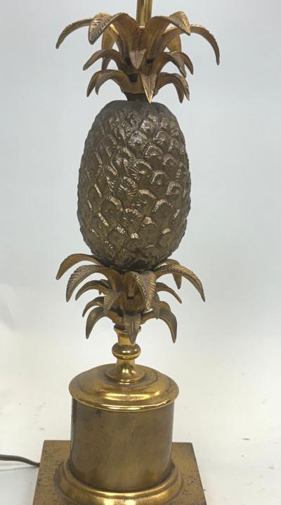 Maison Charles French Mid Century Modern Neoclassical Brass Pineapple Table Lamp Maison Charles